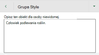 Okno dialogowe Tekst alternatywny w Excel dla systemu Android.