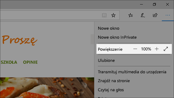 Lupa powiększa część ekranu, aby była lepiej widoczna.