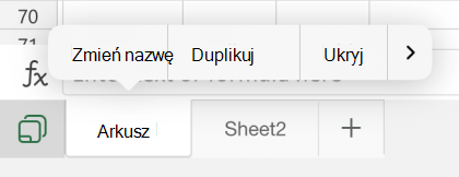 Opcja Zmień nazwę arkusza w programie Excel dla systemu iOS