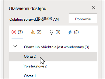 Pozycja Wybieranie błędu