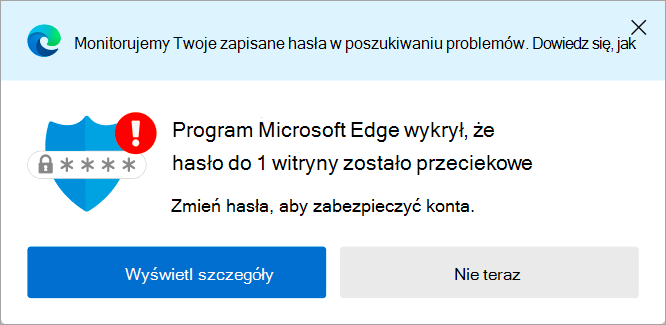 Alert o wycieku hasła