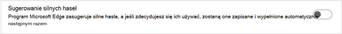 Zrzut ekranu przedstawiający pozycję Sugeruj silne hasła.