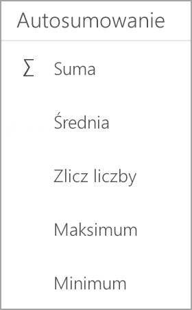 Suma aplikacji Excel dla tabletu z systemem Android
