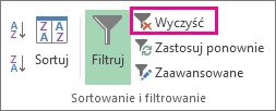 Przycisk Czyszczenie filtru