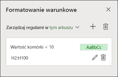 Obraz przedstawiający krok 2 edytowania reguły formatowania warunkowego