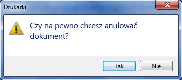 Potwierdź anulowanie drukowania.