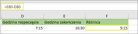 =E80-D80 i wynik: 9:15 AM