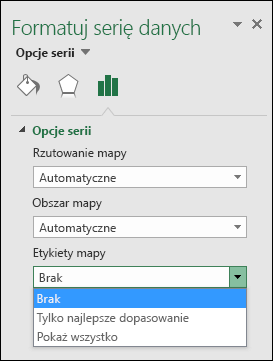 Wykres mapy w programie Excel — opcje etykiet