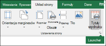 Przycisk uruchamiania okna dialogowego Ustawienia strony
