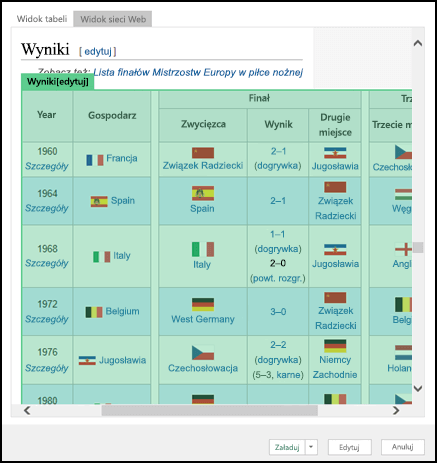 > Power Query z widoku Web > Navigator > Web View