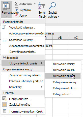 Ukrywanie lub odkrywanie arkuszy na stronie głównej. > Komórek > Formatowanie > VIsibility > Hide & Unhide