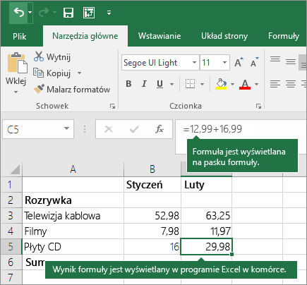 Przykład prostej formuły