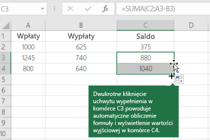 Przykład obliczania salda bieżącego