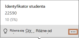 Wyskakujące okienko wykresu słupkowego rozkładu wartości