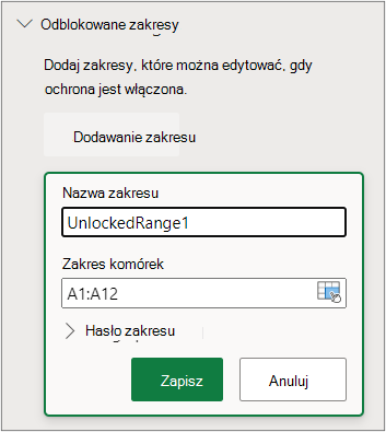 Ustawianie ochrony zakresu