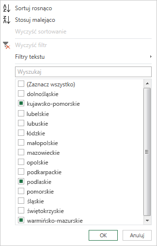 Zaznaczanie kolumny
