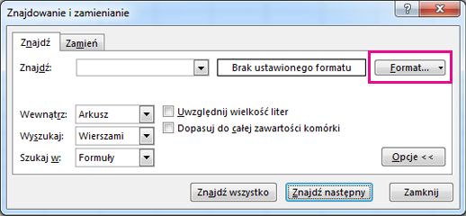 Okno dialogowe Znajdowanie