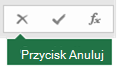 Obraz przycisku Anuluj na pasku formuły