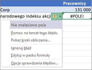 Ignorowanie błędu #POLE!