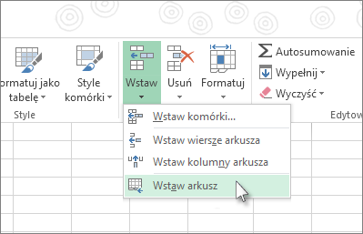 Wstawianie komórek