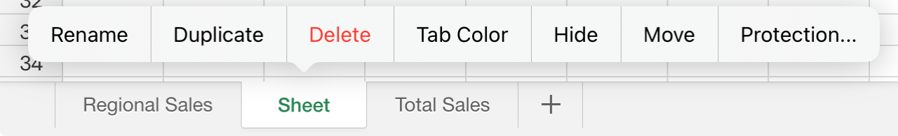Usuwanie arkusza na tablecie iPad