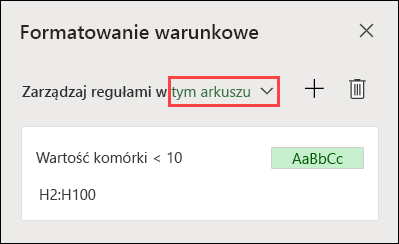 Zarządzaj regułami w okienku zadań