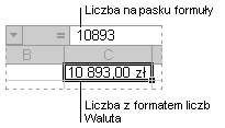 Pasek formuły i pokrewna komórka