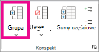 Kliknij przycisk Grupuj na karcie Dane