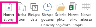 W grupie Elementy nagłówka & stopki kliknij pozycję Numer strony