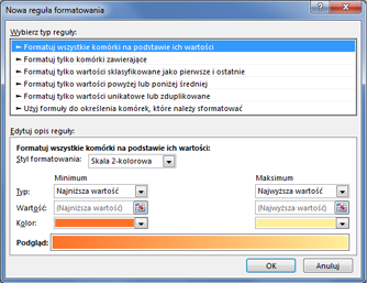 Nowa reguła formatowania