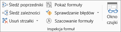 Grupa Inspekcja formuł na karcie Formuły