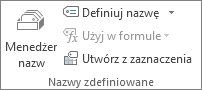 Grupa Nazwy zdefiniowane na karcie Formuły