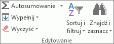 Grupa Edytowanie na karcie Narzędzia główne