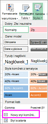 Opcja nowego stylu komórki