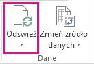 Przycisk Odśwież na karcie Analiza