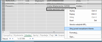 Ukrywanie pola w dodatku PowerPivot