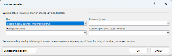 Okno Tworzenie relacji