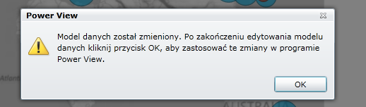 Ostrzeżenie powiadamiające o zmianie w modelu danych