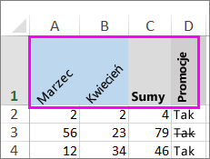 Wiersz tekstu obrócony przy zastosowaniu różnych stopni.