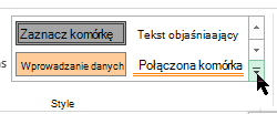 Przycisk Więcej w galerii stylów