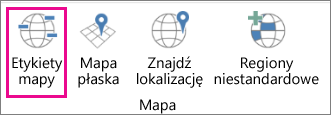 Opcja Etykiety mapy w dodatku Mapy 3-W
