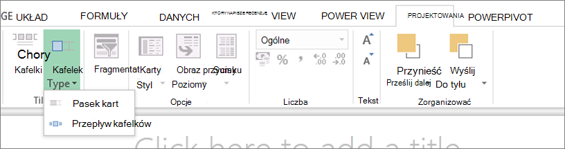 Lista rozwijana Kafelki wg w programie Power View