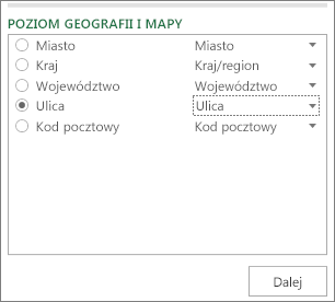 Poziom geografii i mapy w okienku zadań