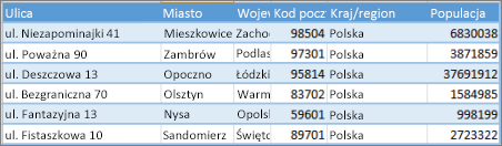 Struktura danych dodatku Power Map