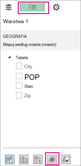 Ikona mapy ciepła na karcie Lista pól