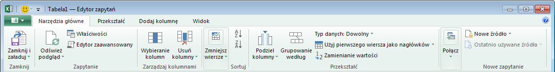 Wstążka Edytor zapytań