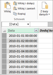 Tabela dat w dodatku Power Pivot