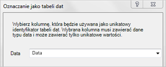 Okno dialogowe Oznaczanie jako tabeli dat