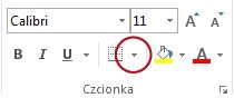 Przycisk Obramowanie w grupie Czcionka