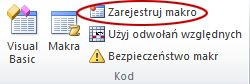 Polecenie Zarejestruj makro w grupie Kod na karcie Deweloper